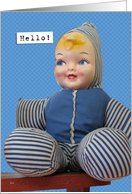 Hello Retro Vintage Stuffed Doll Humor card