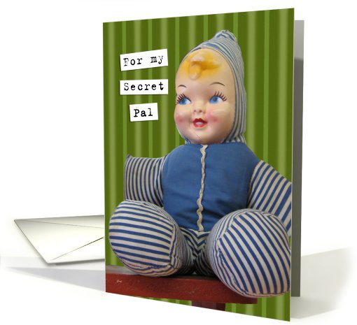 Secret Pal Birthday Retro Vintage Stuffed Doll Humor card (644884)