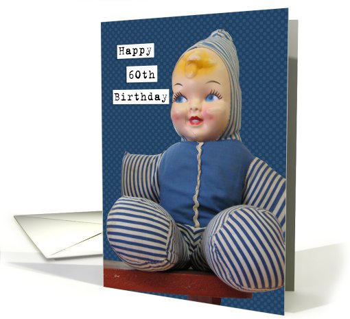 60 Birthday Retro Vintage Stuffed Doll Fun card (644892)