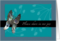 Vow Renewal Invitation, Butterfly, Turquoise Teal Aqua Blue card
