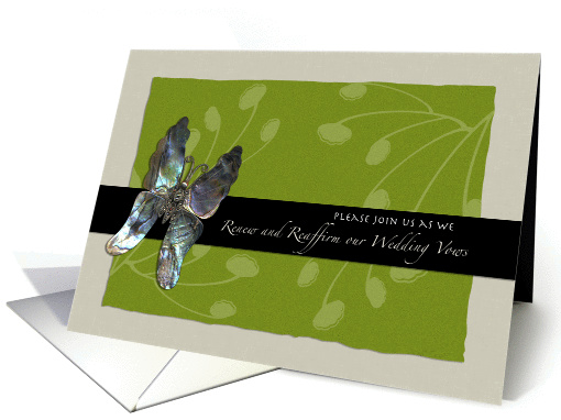Vow Renewal Invitation, Butterfly Informal, Green, Ivory card (651071)