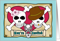 Vow Renewal Invitation, Skull, Crossbones, Pirate Fun Theme card