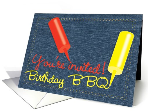 Birthday BBQ Invitations Party Denim Any Age card (651913)