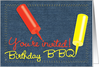 Birthday BBQ Invitations Party Denim Any Age card