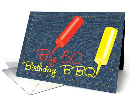 Birthday 50 BBQ Invitations Party Denim Invites card (651929)