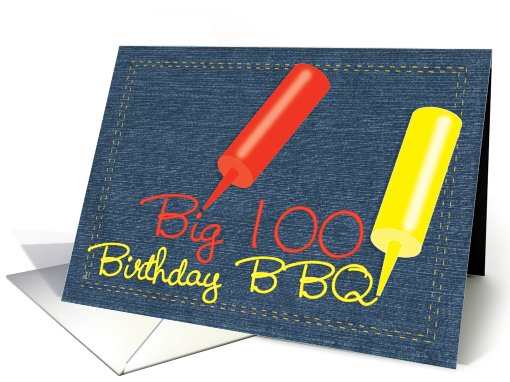 Birthday 100 BBQ Invitations Party Denim Invites card (651944)