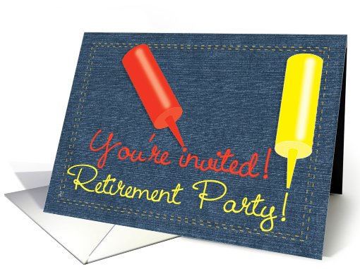 Retirement Party BBQ / Barbecue Invitation, Denim Ketchup... (652446)