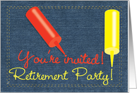 Retirement Party BBQ / Barbecue Invitation, Denim Ketchup Mustard card