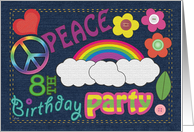 Birthday Party Invitations 8 Peace Sign Denim card