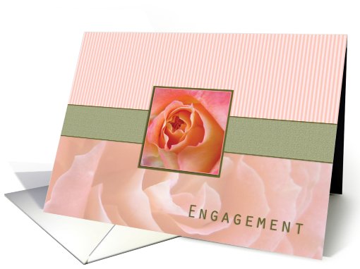 Engagement Announcement, Rose Contemporary in Pink and Green card