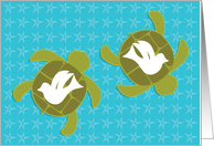 Honu Turtles and Doves of Peace card