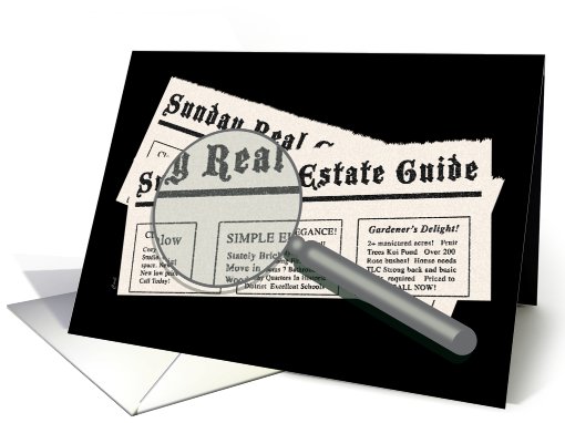 House Hunting Good Luck Newspaper and Magnifying Glass card (702459)