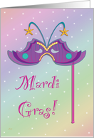 Happy Mardi Gras Card with Purple Mask card
