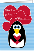 Penguins Valentine Don’t be Formal Be Mine! card