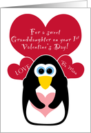 Granddaughter Baby’s First Valentine’s Day with Penguin card