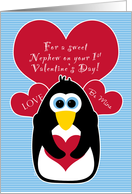 Nephew Baby’s First Valentine’s Day with Penguin card