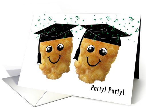 Gradutation Party Invitations Funny Tater Tots Green Confetti card