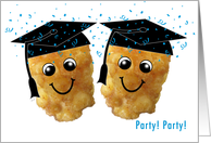 Gradutation Party Invitations Funny Tater Tots Blue Confetti card