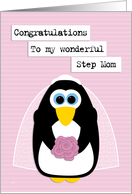Step Mom Wedding Congratulations Penguin Bride card