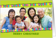 Christmas Photo Card Fun and Bright Holiday Lights on Apple Green card