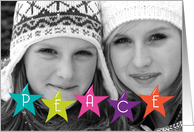 Christmas Photo Card Floating Bright Stars of Peace card