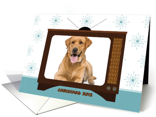 Christmas Photo Card Funny Retro Television Set Snowflake... (849523)