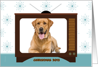 Christmas Photo Card Funny Retro Television Set Snowflake Wallpaper card