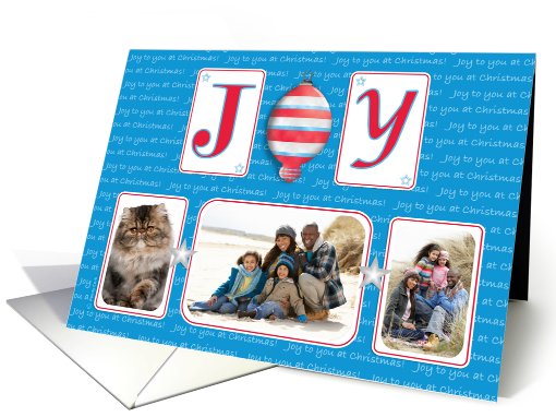 Christmas Photo Card Joy to You Red, White and Blue Theme card