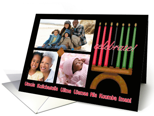 Celebrate Kwanzaa Photo Card with Kinara and Seven Principles card