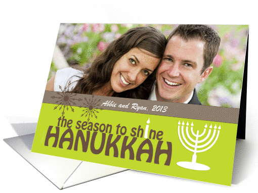 Hanukkah Photo Card The Season to Shine in Apple Green and Brown card