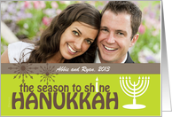 Hanukkah Photo Card The Season to Shine in Apple Green and Brown card