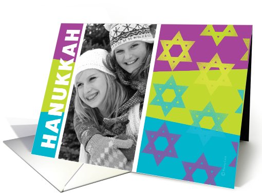 Hanukkah Photo Card Star of David in Bright Fun Green... (852580)