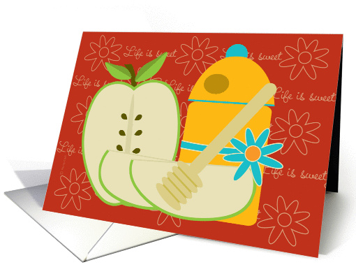 Rosh Hashanah Green Apple and Honey Pot Life is Sweet card (853656)