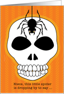 Niece Happy Halloween Dangling Spider and Skull card