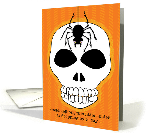 Goddaughter Happy Halloween Dangling Spider and Skull card (854094)