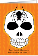 Son Happy Halloween Dangling Spider and Skull card