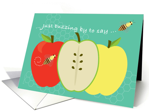 Rosh Hashanah Whimsical Honey Bee and Apples L' Shanah Tovah card