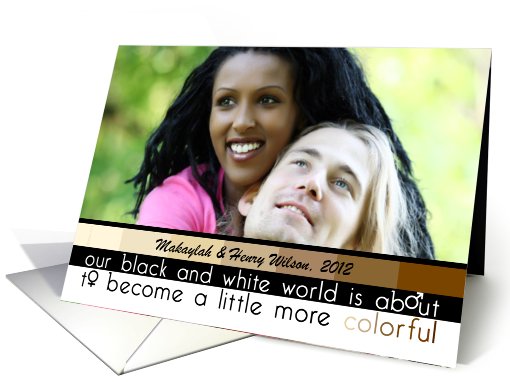 Photo Card Expecting Pregnacy Announcement Interracial Couple card
