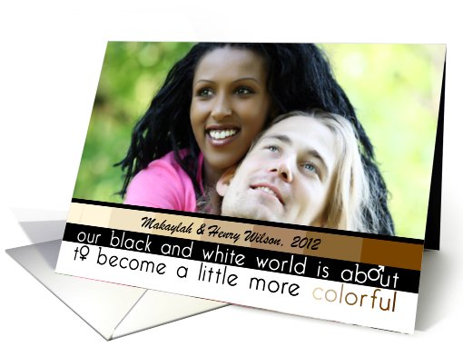 Photo Card Expecting Pregnacy Announcement Interracial Couple card