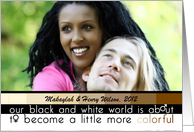 Photo Card Expecting Pregnacy Announcement Interracial Couple card