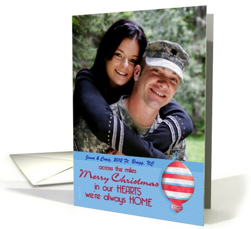 Christmas Photo Card Across the Miles Red White Blue... (862225)