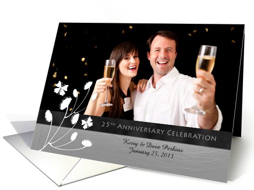 Photo Card 25th Anniversary Invitation Silver Elegance... (862312)
