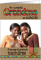 Kwanzaa Photo Cards Grandma Kente Kinara Message of Gratitude card