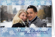 Christmas Our House to Yours Photo Card Batik Look Snowflakes card