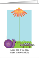 Whimsical Snail and Bug Meet in the Middle I’m Sorry with Daisy card