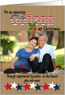 Merry Christmas Photo Card Deployed Military Godson Wood Look Stars card