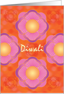 Diwali Exotic Flowers Festival of Lights on Orange Background card