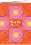 Diwali Mom Dad Exotic Flowers Festival of Lights on Orange Background card