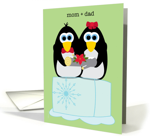 Mom & Dad Wishing You a Cool Yule Whimsical Penguins card (868237)