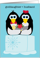 Goddaughter and Husband Wishing You a Cool Yule Whimsical Penguins card